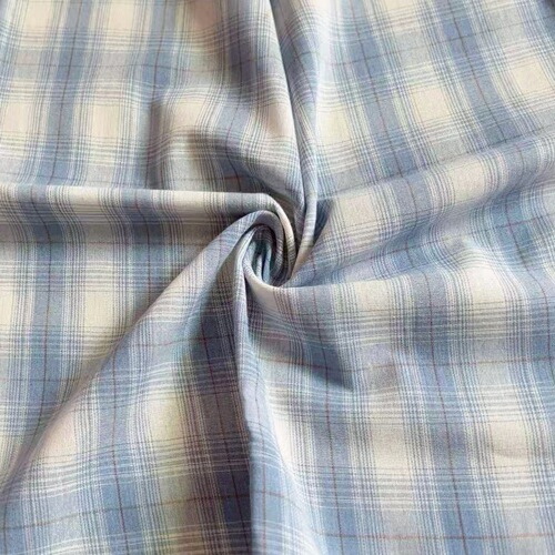 Yarn-dyed plaid cloth lazy style retro long-sleeved blue plaid shirt design loose casual clothing fabric