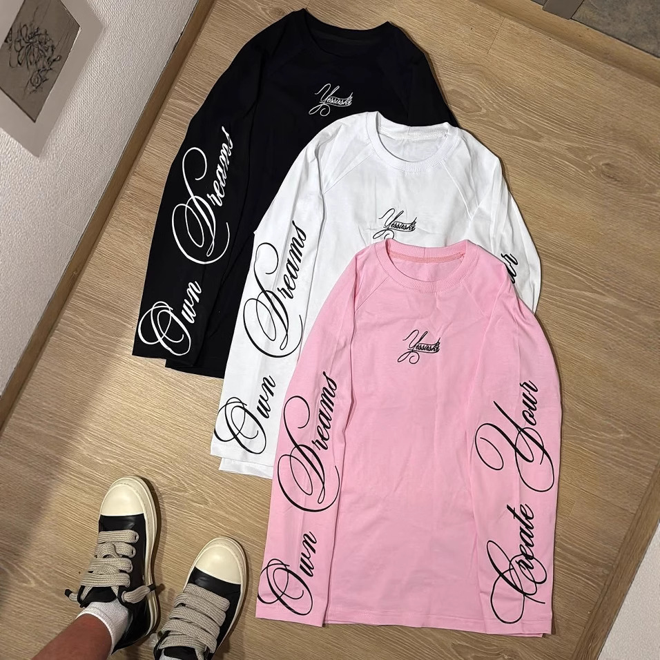 T-shirt a maniche lunghe da uomo con stampa di lettere in stile americano | Top casual a blocchi di colore dalla vestibilità comoda_voghion.com
