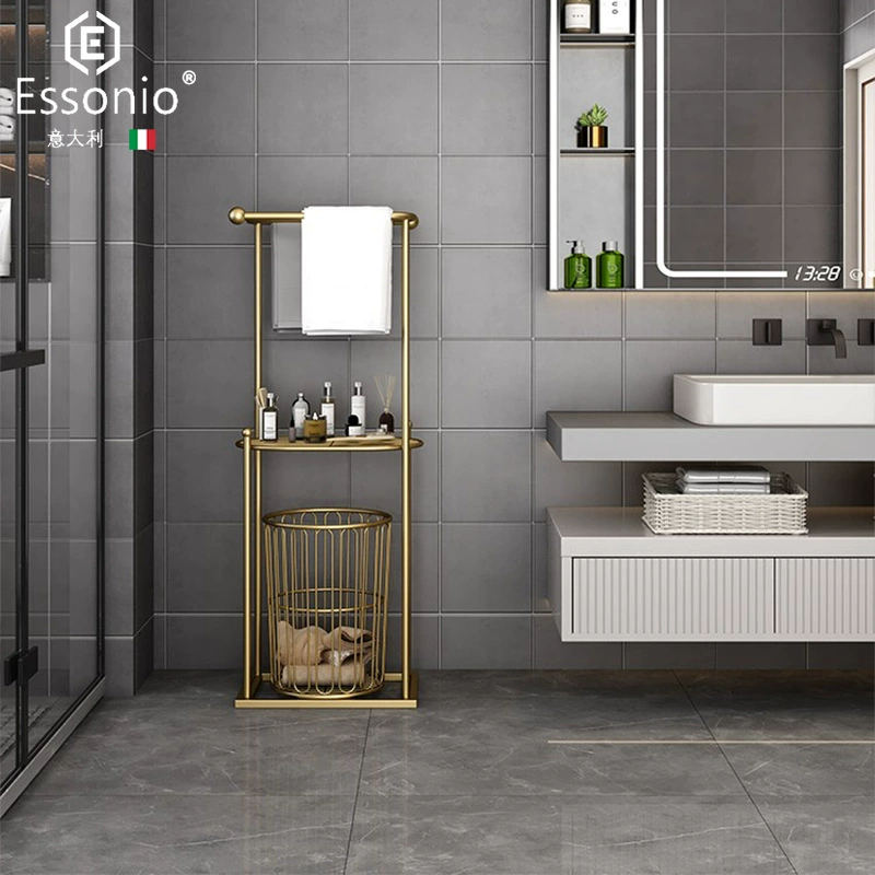 Italian Nordic bathroom bathroom rack floor-standing slate bath towel towel storage rack
