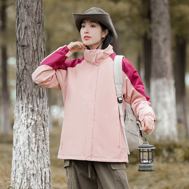 Chaqueta de pareja al aire libre transfronteriza de dos piezas de forro polar de coral para hombres y mujeres chaqueta a prueba de viento traje de alpinismo de esquí acuático