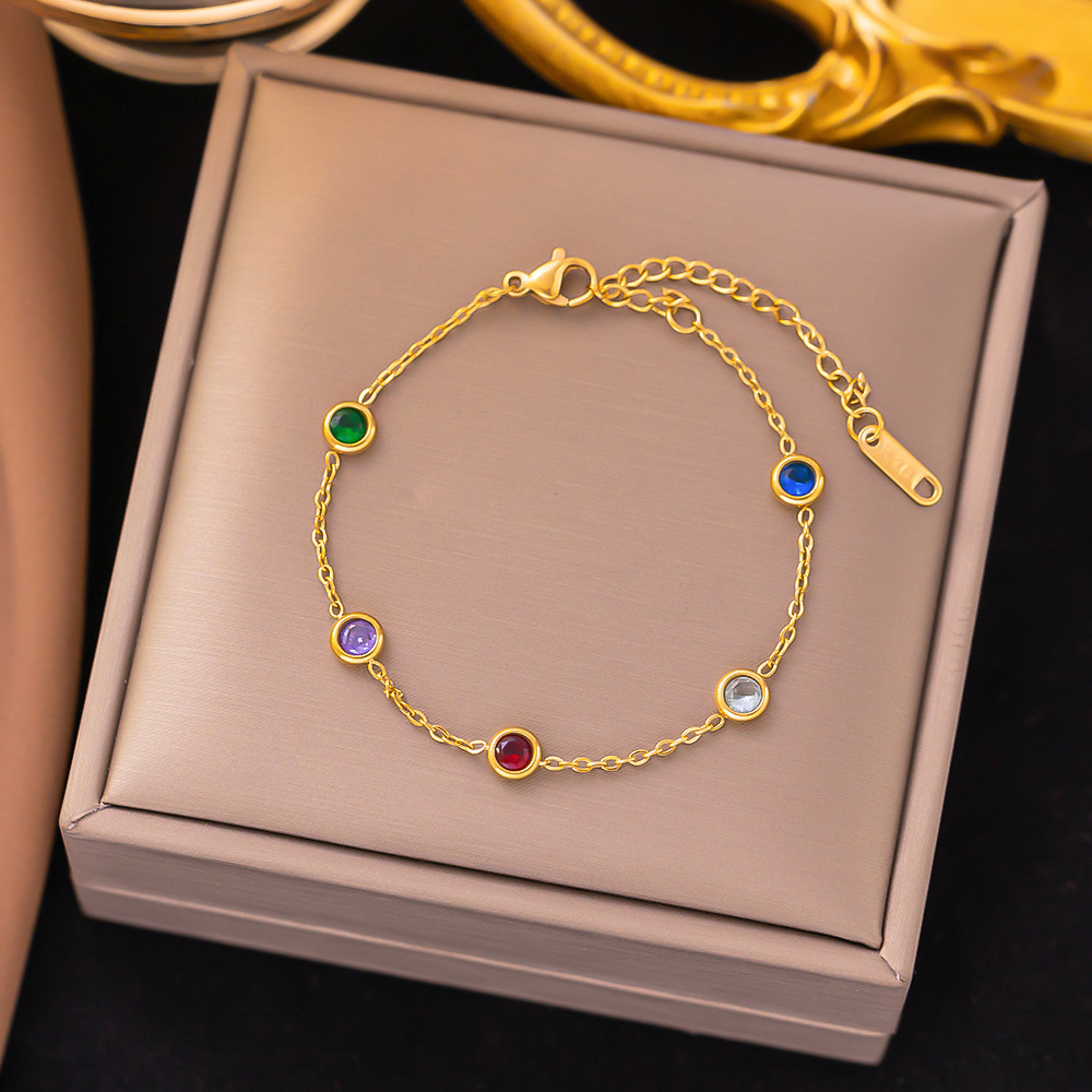 37【e17】colored stone bracelet gold