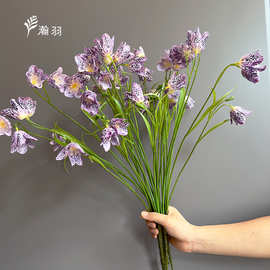 4头贝母兰仿真花 跨境油画绿色复古室内家居装饰花艺摄影道具婚庆