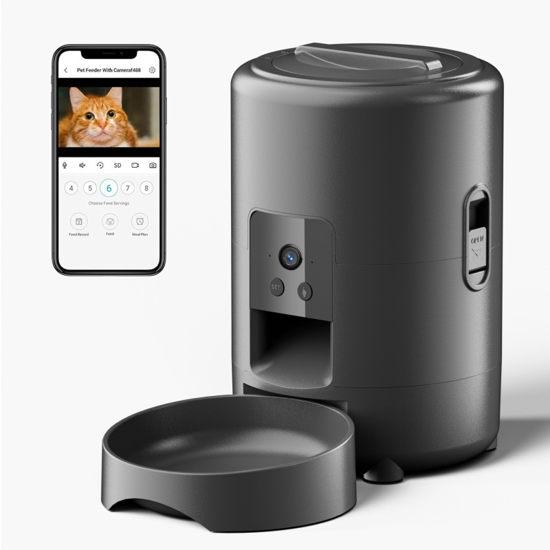 亚马逊爆款宠物自动喂食器猫狗视频按键WiFi喂食器   可贴标|undefined