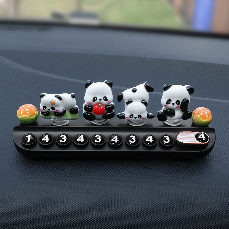 Cute Panda Número de estacionamiento temporal Placa de automóvil Creative Car Mover Placa de teléfono Decoración de automóvil Mover Adornos de automóvil