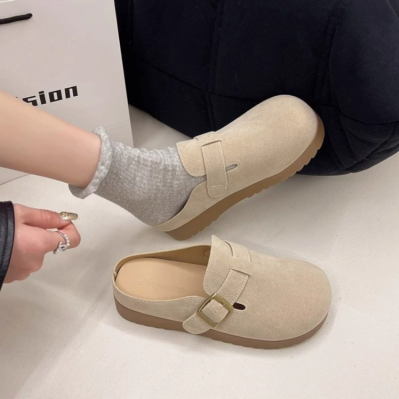 Женские летние шлепанцы 2025 года, ретро-стиль, толстая подошва, универсальный носок, мягкая подошва, удобные, нескользящие, в стиле Birkenstock.