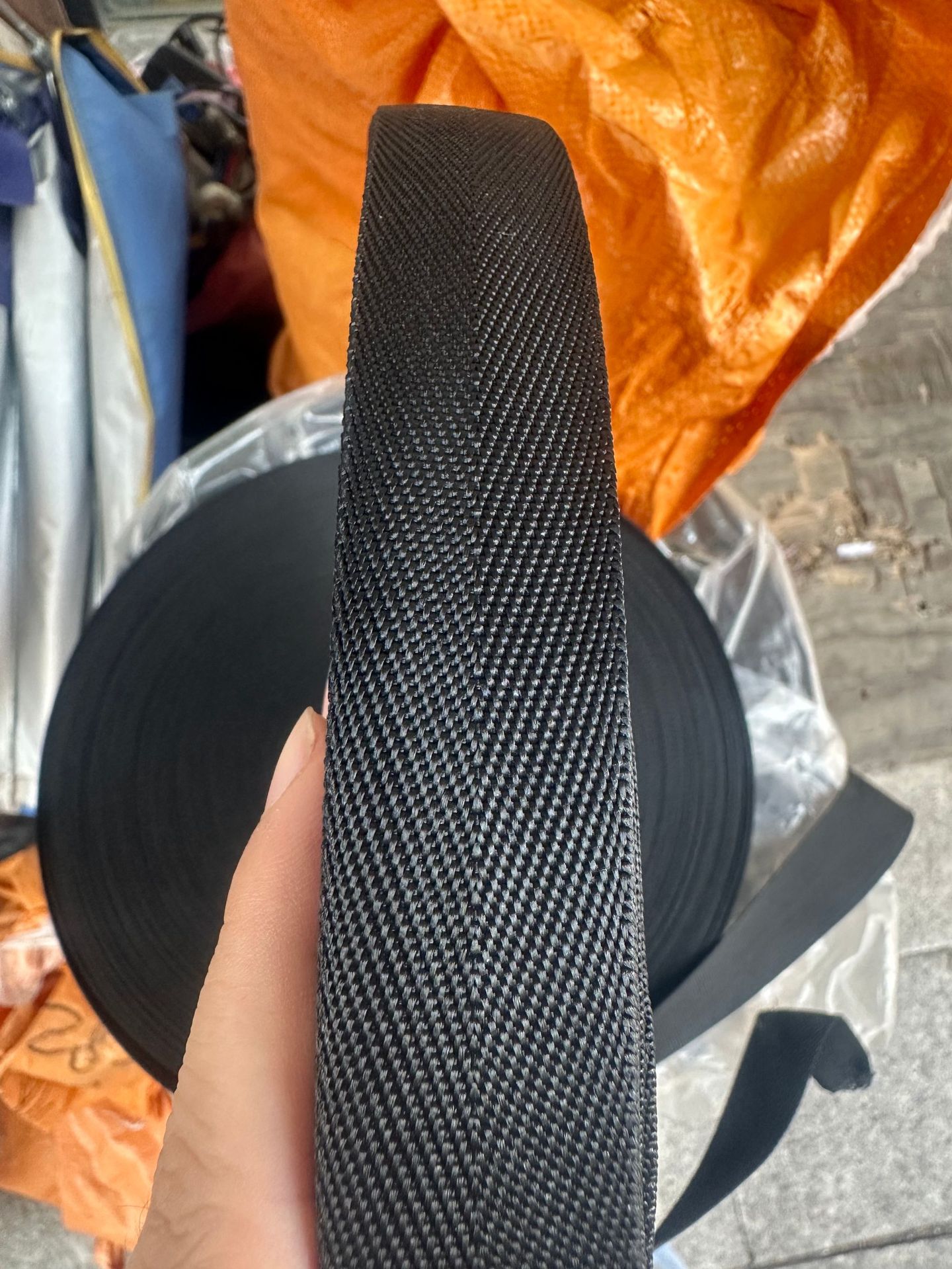 Cinta de polipropileno trenzada de tejido liso peinado, engrosada, negra, de 1-5 cm, para accesorios de equipaje, cinta de borde, patrón americano