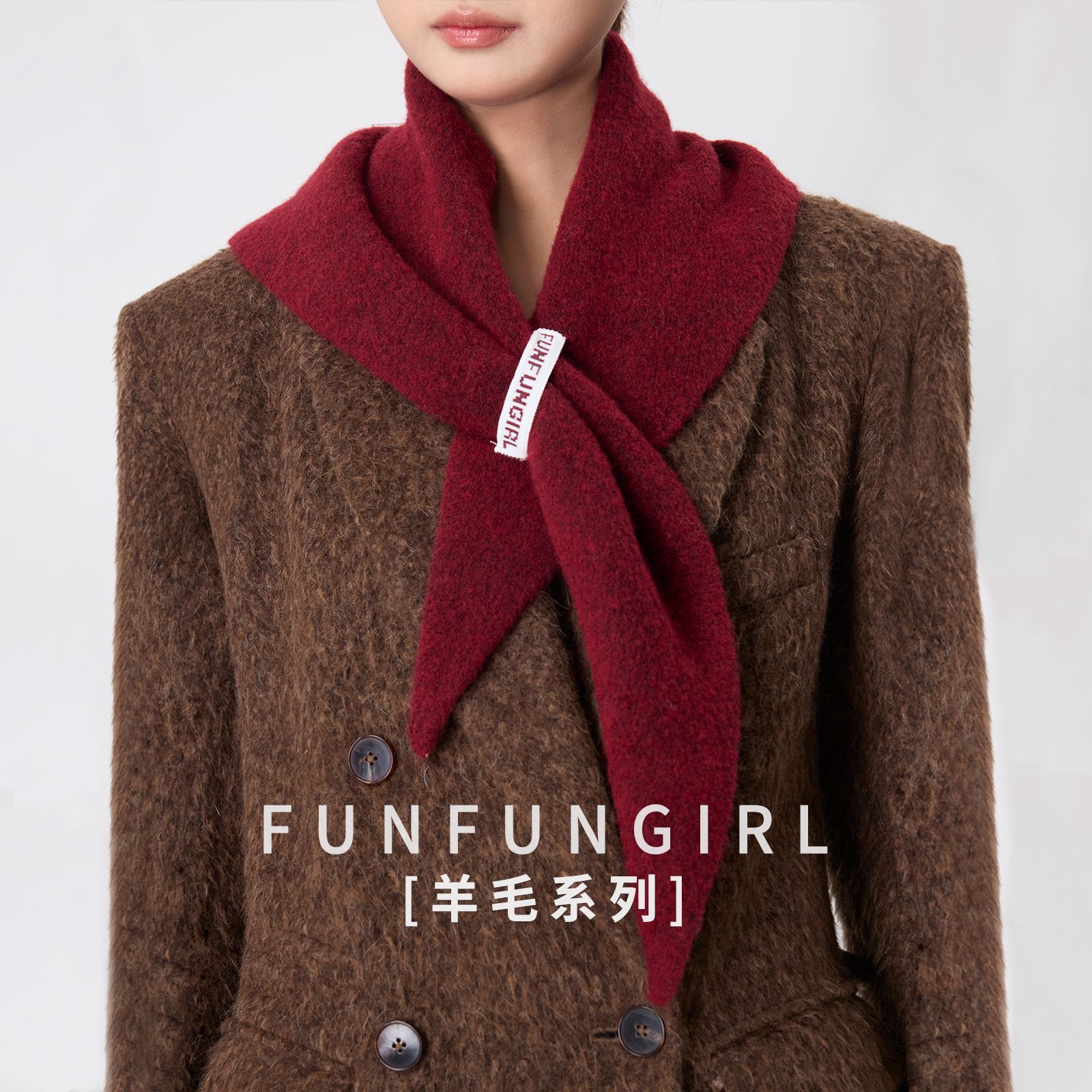 Wool Knitted Triangle Scarf Shawl for Women in Autumn and Winter Thickeneded Warm Headscarf Multi-Functional Versatile Decorative Small Scarf
