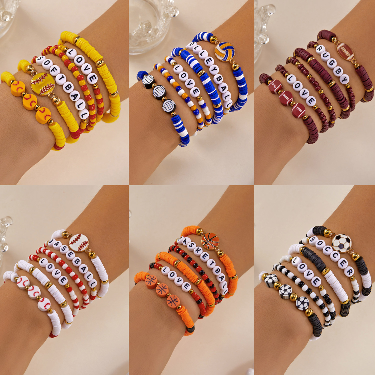 (Cross-border trading), football softball creative universal beaded bracelet, set, Amazon