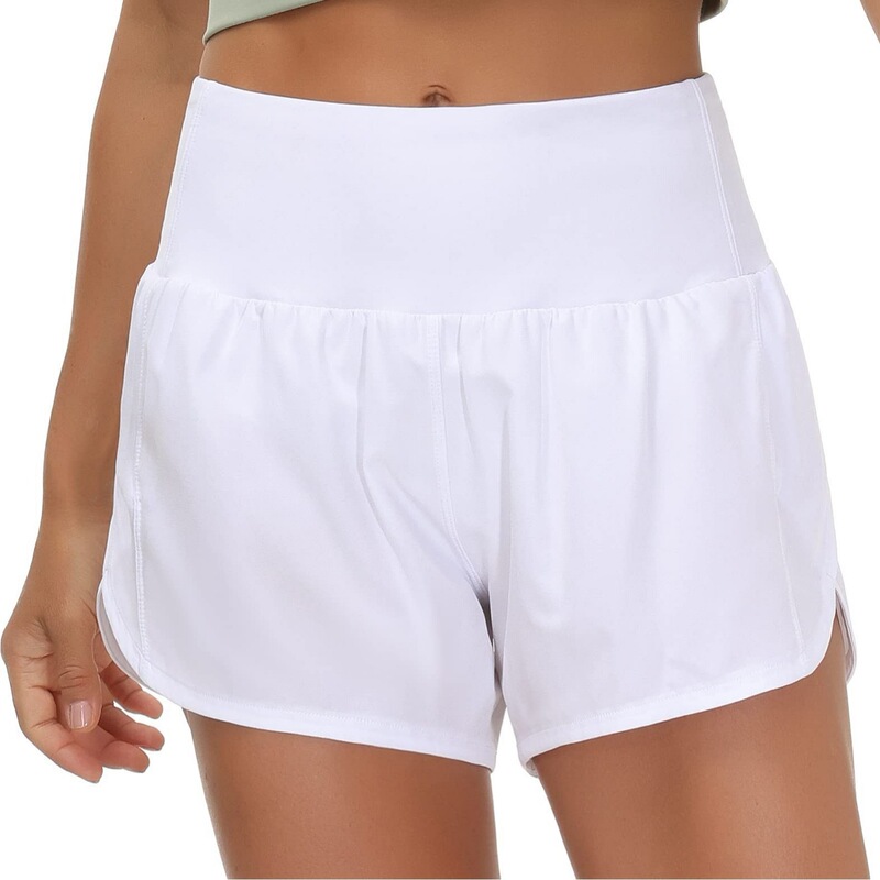 Cross-Border Amazon New Women's Sports Running Shorts High-Waisted Two-In-One Yoga Pants with Zipper Pockets Cross-Border Amazon New Women's Sports Running Shorts High-Waisted Two-In-One Yoga Pants with Zipper Pockets