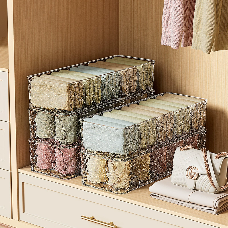 Коробка для хранения водяной гофрированный чулок для хранения домашней пылезащитной 5 сетки нижнее белье трусики коробка для хранения с разделительным выдвижным ящиком ПЭТ