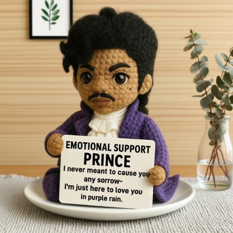 跨境全新Prince Emotional Support Crochet Keychain 针织玩偶|undefined