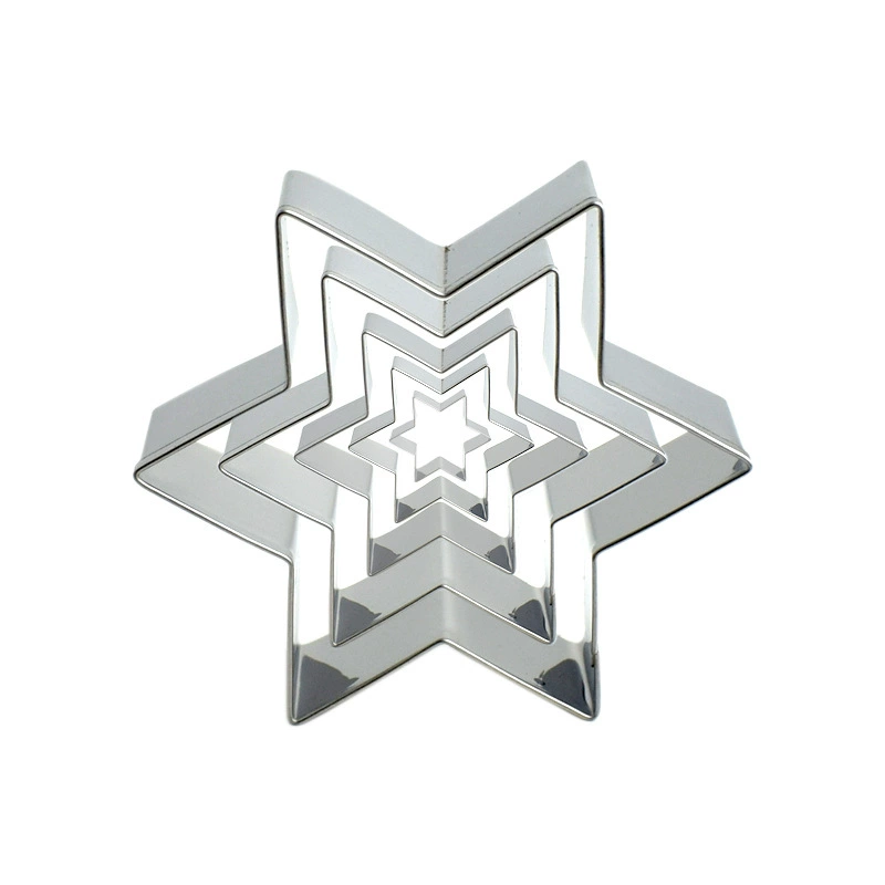Шестиугольная звезда форма для печенья трехмерная елка над сахарным печеньем звезды из нержавеющей стали приготовленный на пару хлеб овощи фрукты печатная форма