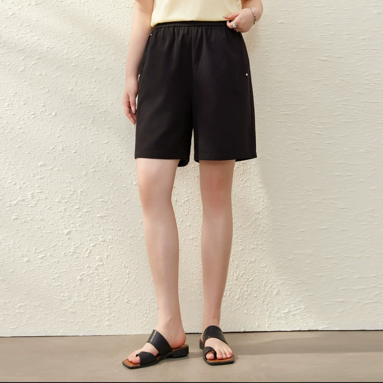[Повседневные и удобные шорты Lycell с эластиной талией, укороченные брюки] Fleshow большой размер женский толстый мм летний новый