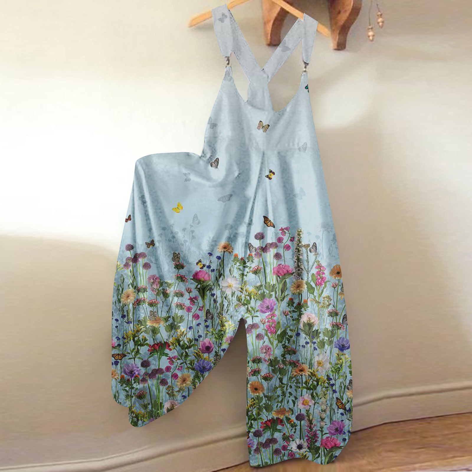 Loose Version Printing, Skull Pattern Summer Season Women'S Gender Women'S Casual Daily Casual Punk Printing Skull Full Length Printing Overalls