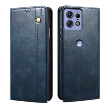 适用MOTO edge50pro纯色油蜡皮插卡皮套简约商务外贸款跨境皮套
