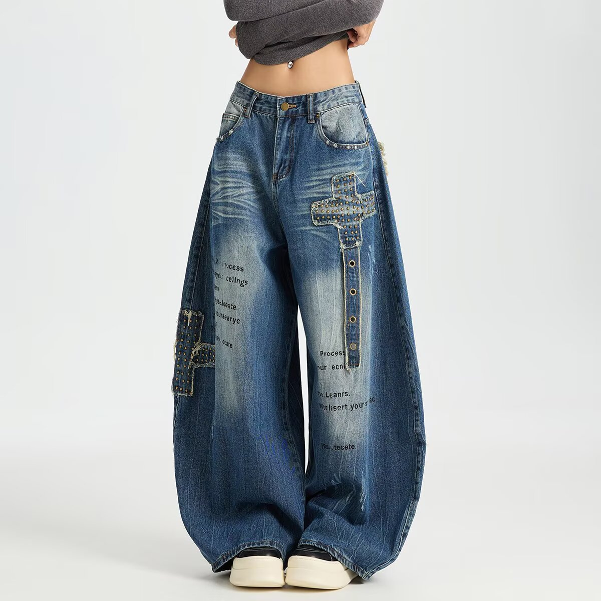 retro autumn jeans hip-hop style