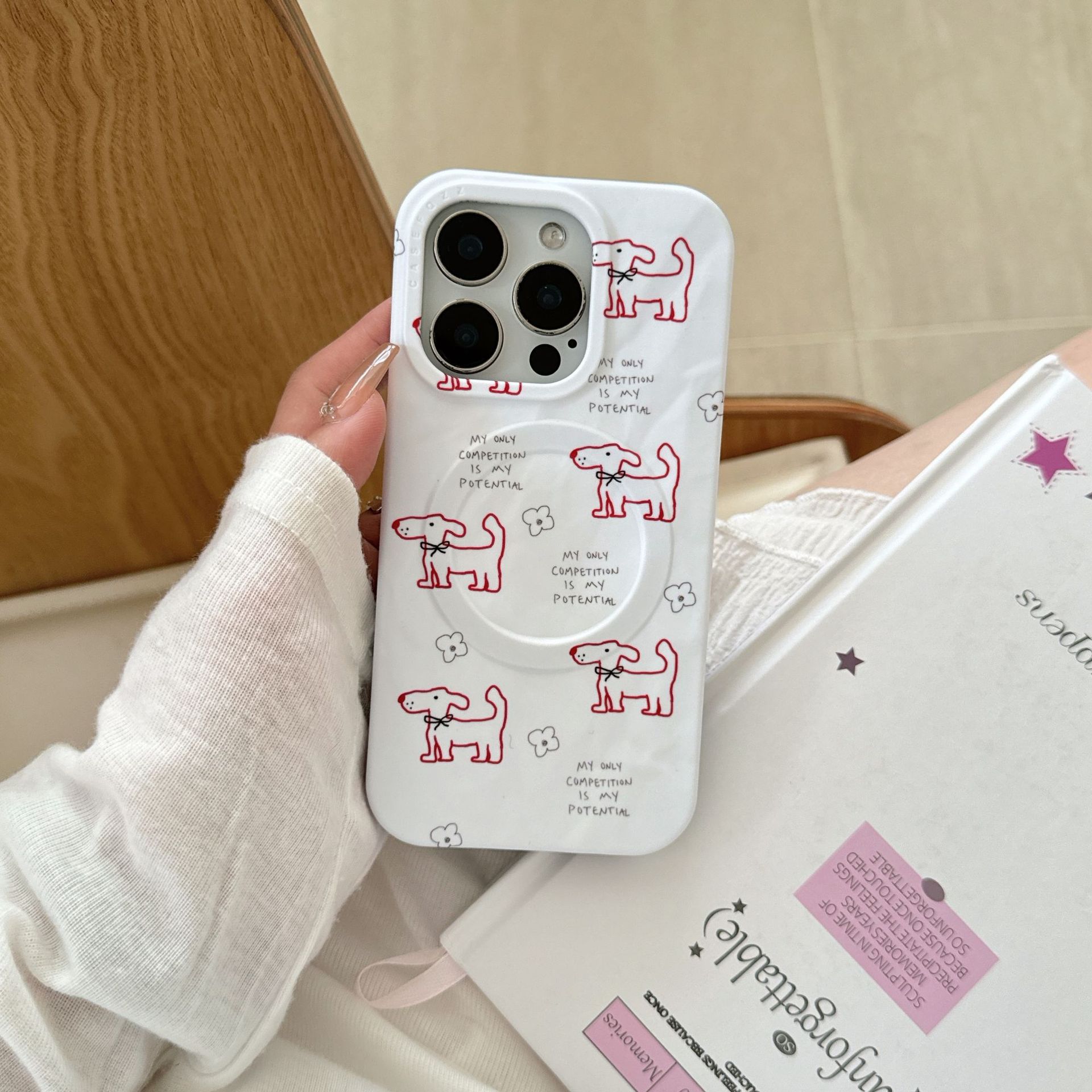 Dibujos animados línea inglesa salchicha perro apple 15ProMax funda para teléfono móvil 16Pro atracción magnética 14/13 flor 16