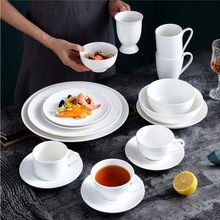 高温烧制纯白月光家用酒店用瓷质圆盘套装纯白简约果碗厂家供应