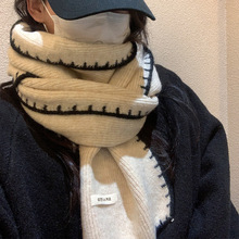 针织围巾女2025新款冬季羊毛混纺流行复古时尚高级感百搭围脖批发