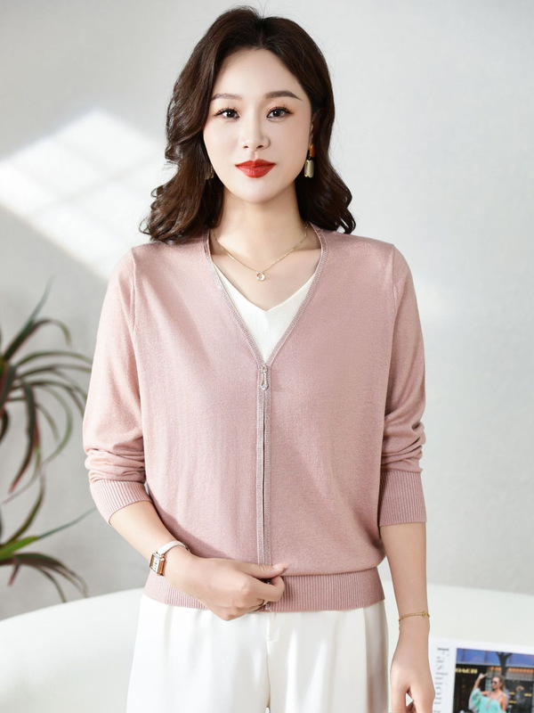 打底衫女中年妈妈装时尚长袖针织衫薄款中老年女装春装秋装毛衣|undefined