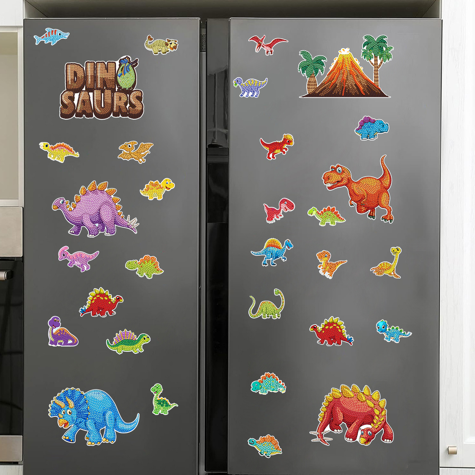 Superventas dinosaurio del Jurásico Tyrannosaurus Diamante pintura pegatinas gratis DIY pintura pegatinas de pared de dibujos animados hechos a mano de cristal brillante diamante