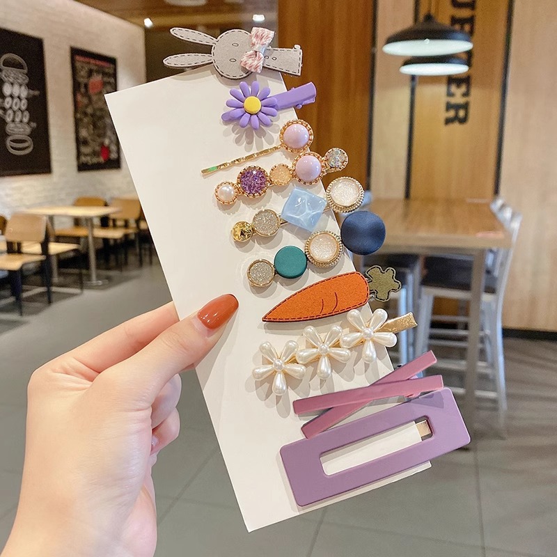 Clip de cabello de color lindos para mujeres bordas laterales frangeas de alta sensación de clip de borde de la frente rotura cabello de boca de pato tocado