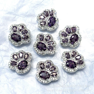 Zərgərlik ara hissələri cat paw multi-hole spacer beads, paw-shaped - cats-claw-twelve-hole-design-silver-base-with-purple-zirconium