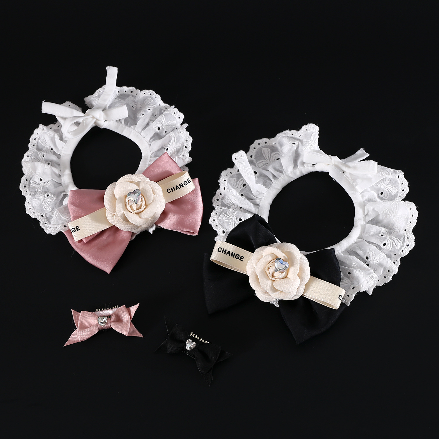 Pet Puppet Gato Fairy encaje super gran arco flor taladro bibie amor broche set image 6