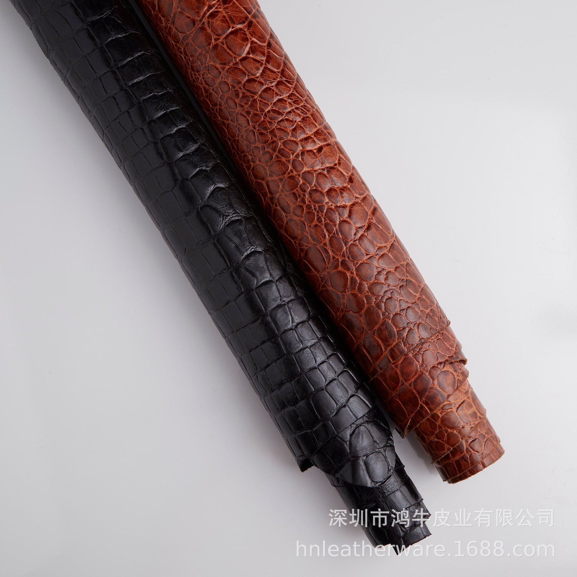 超饱满仿真鳄鱼纹头层牛皮 表带皮带鞋箱包双色纹高光鳄鱼真牛皮
