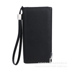 新款简约休闲PU料手提零钱包 黑色男士长款拉链钱包 东莞厂家定制