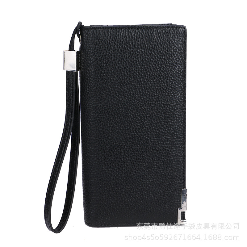 新款简约休闲PU料手提零钱包 黑色男士长款拉链钱包 东莞厂家定制