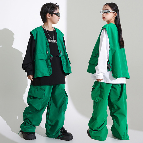 Girls' Jazz Dance Costume Cool Japanese Street Dance Performance Suit Set Children's Hip-Hop Hiphop Fashion Show Stage Trendy