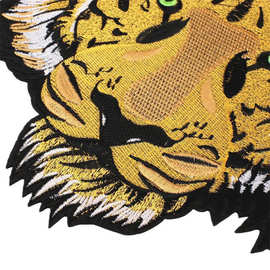 新款超大号老虎头熨烫外贸绣花章仔刺绣布贴衣服补丁贴跨境