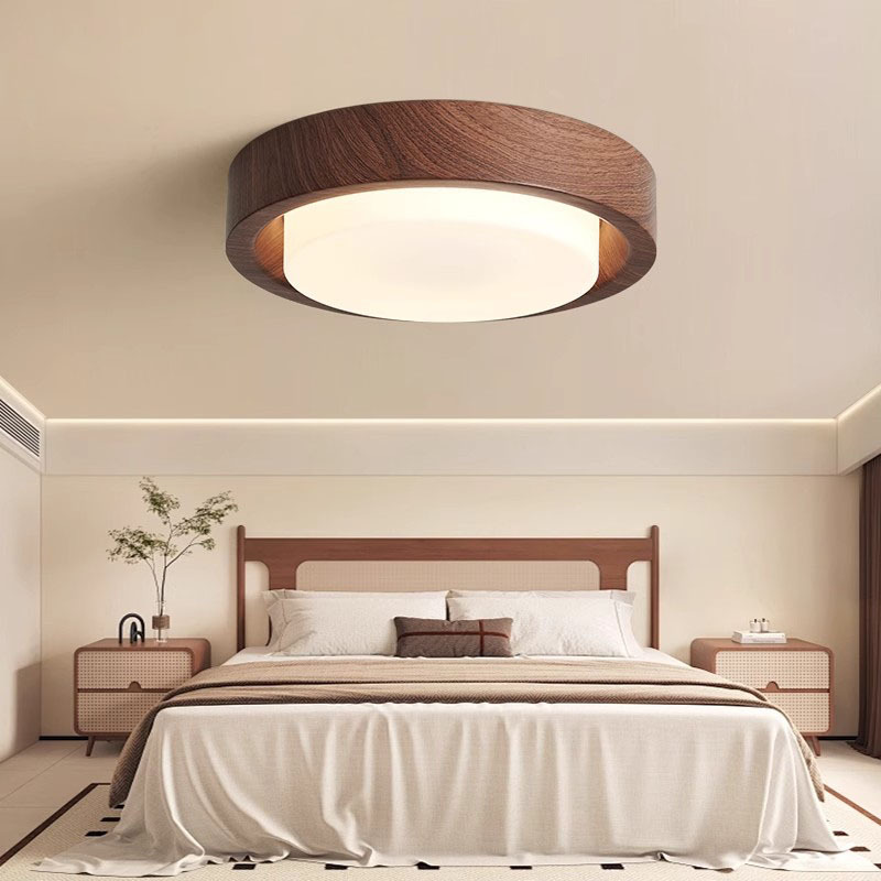 Lámpara de techo de dormitorio, estilo antiguo, pasillo de color nogal retro americano, lámpara de habitación de libro de dormitorio principal, protección ocular de espectro completo, súper brillante