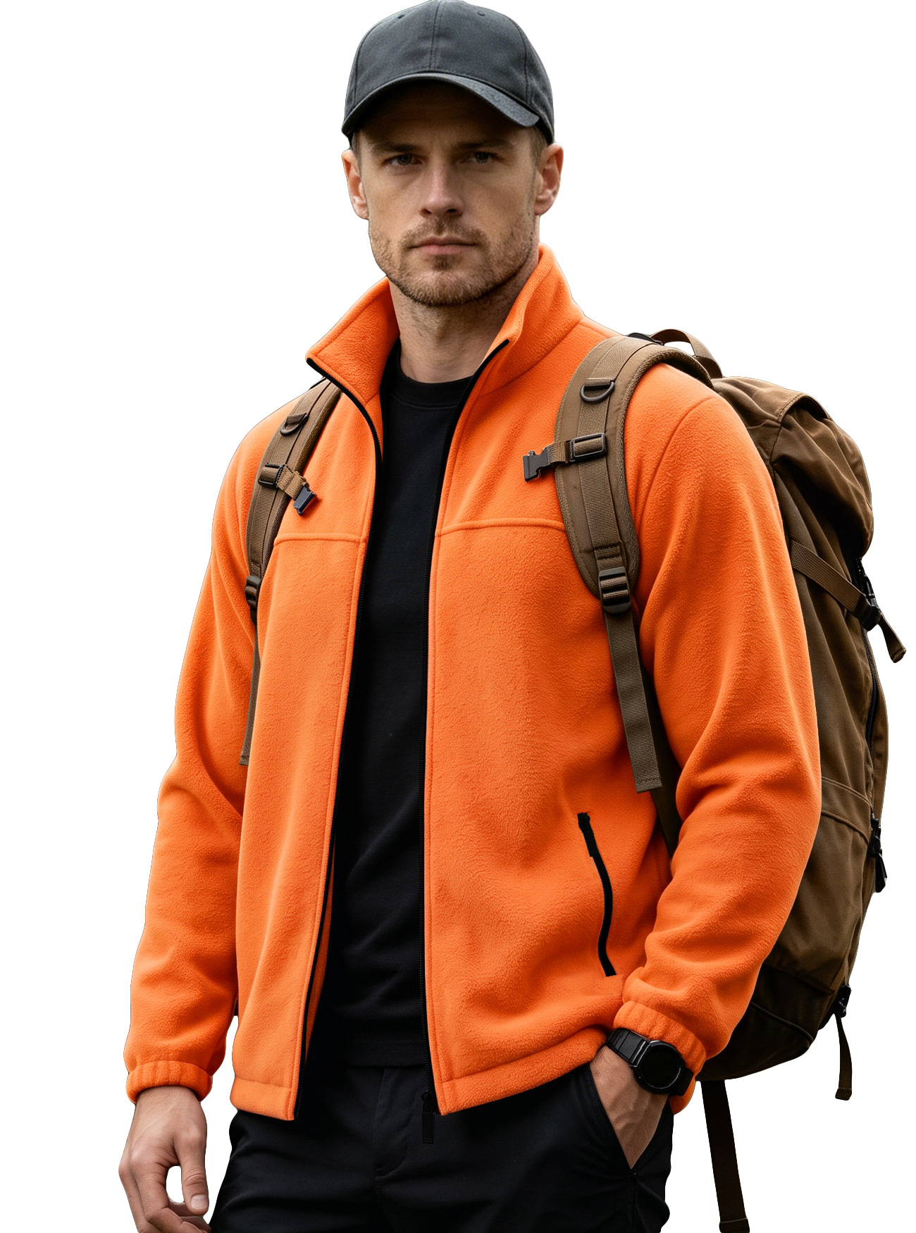 Chaqueta de Vellón Polar para Hombre de Poliéster Térmica y Cortavientos para Uso Casual y Exterior