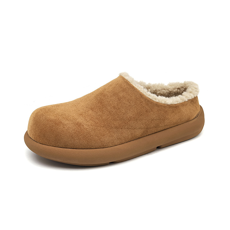 Little Potato Birkenstock Muller Shoes Men's Winter Velvet Cotton Shoes Snow Boots Flat Slip-On Half-Pack Slippers 168