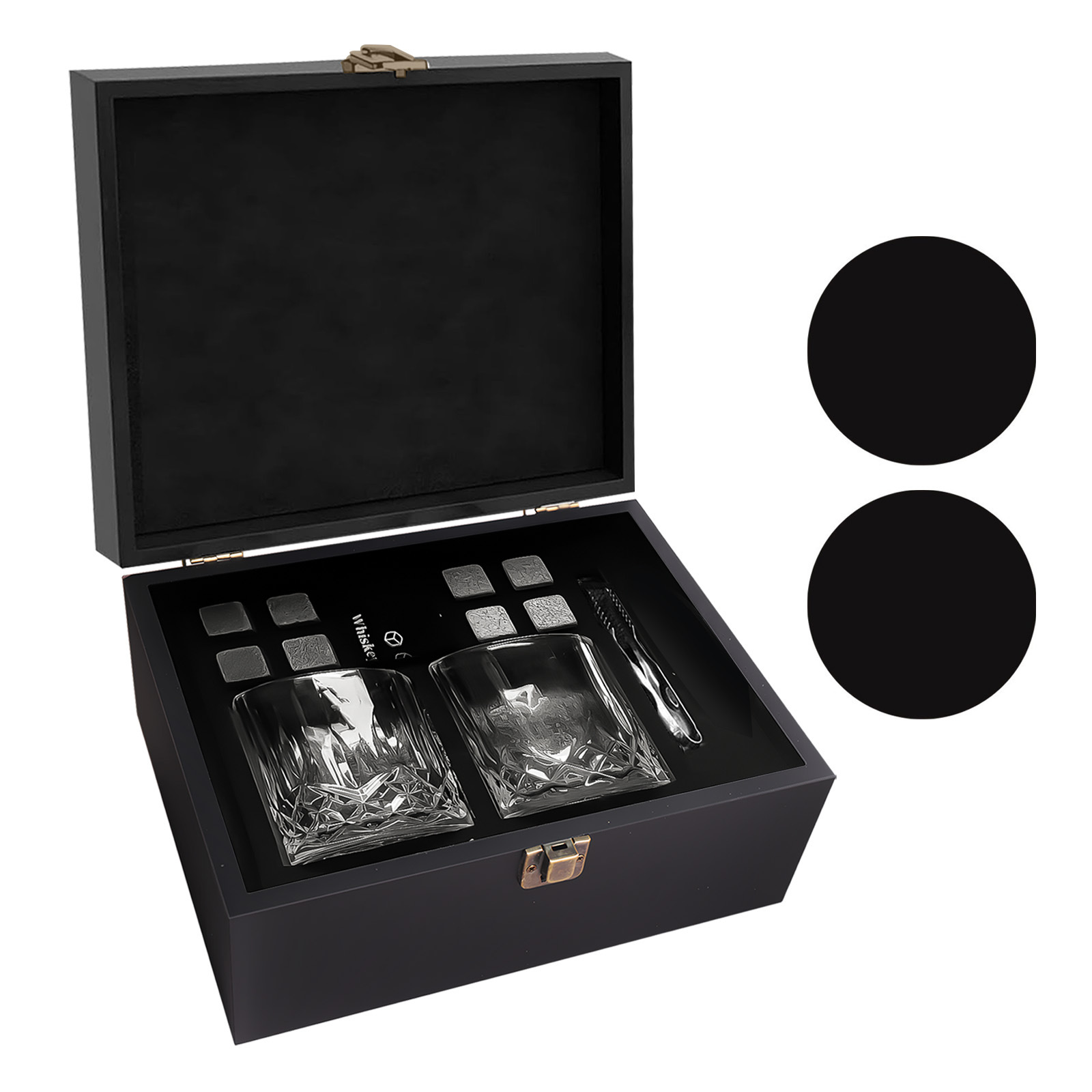 Caja de madera de cristal de whisky de vino de hielo transfronterizo caja de regalo de piedra de hielo de alto grado