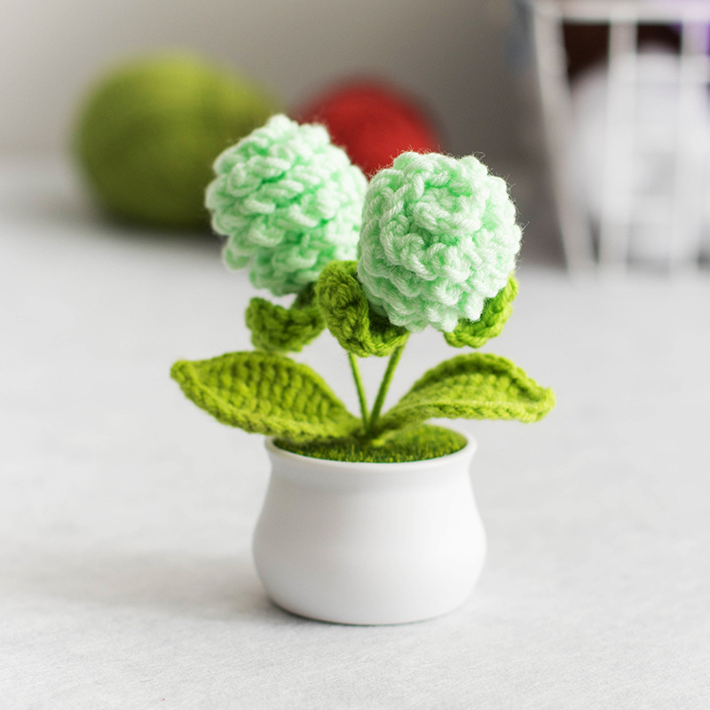 Acabado tejido a mano lirio de los valles en macetas adornos para el hogar tejido de flores artificiales hilo de lana ramo de ganchillo regalo de flores falsas