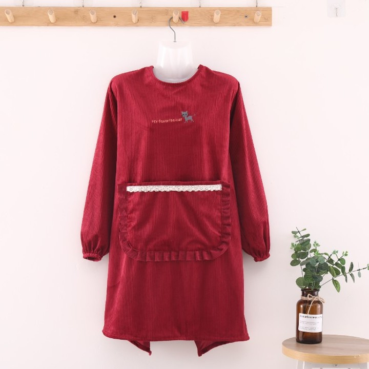 Abrigas largas y delantal de terciopelo grueso para cocina delantal de cocina delantal de manga larga delantal delantal especial a prueba de aceite