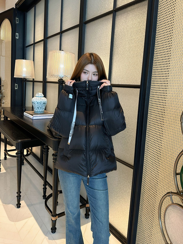 南油女装2025年秋冬Max*新款面包服字母提花抽绳连帽鹅绒羽绒服女|undefined