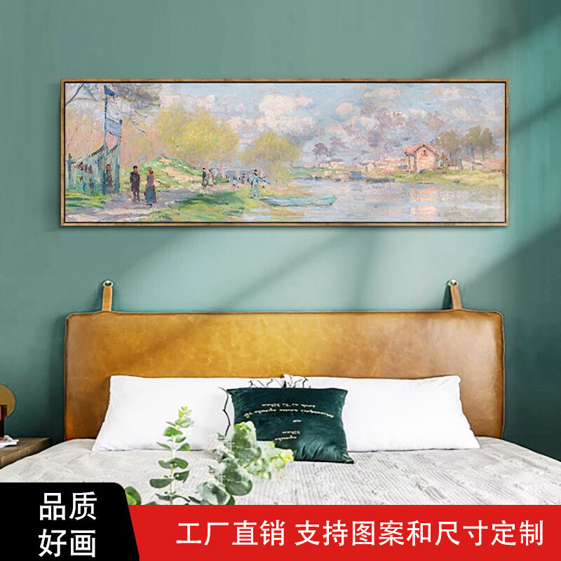 Bedroom Bedside Oil Painting American Hanging Painting Van Gogh Monet Living Room Mural European Horizontal Edition Art Long Strip Decorative Painting