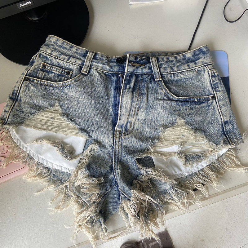 American-style hot girl high street ripped denim ultra-short shorts for women, summer 2026 new design, unique and tight-fitting hot pants
