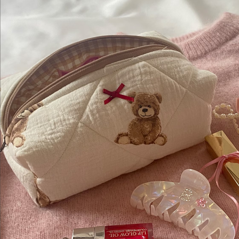 Daily Occasion Cute Bear Cloth Square Makeup Bags & Storage