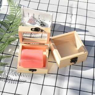 Spot Pine Wedding Candy Gift Box Transparent Lid Glass Lid Soap Packaging Box Gift Box Small Wooden Box Wholesale