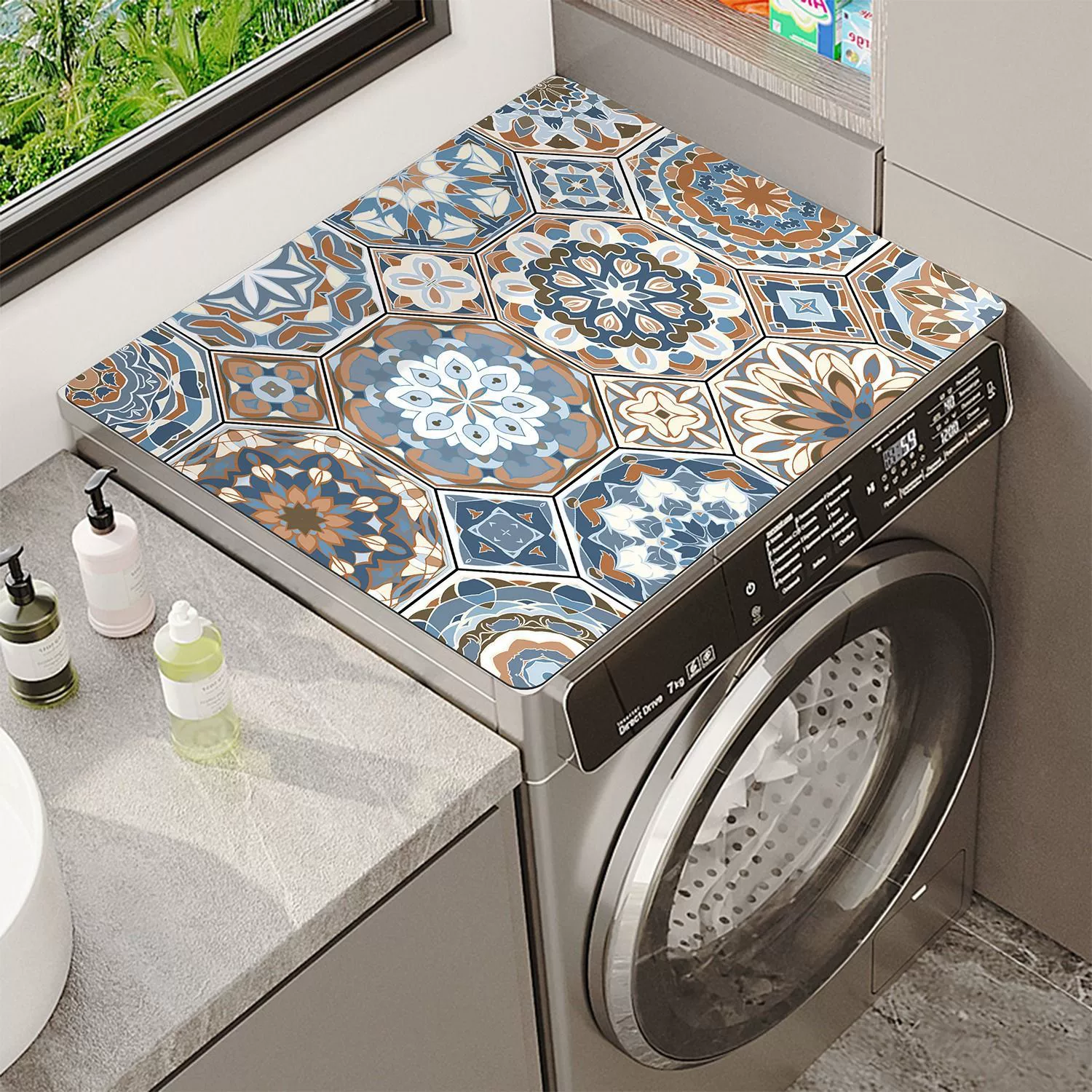 Цветной мантурой клетчатый принт стиральная машина пылезащитный грязный коврик солнцезащитный коврик водонепроницаемый противоскользящие коврики