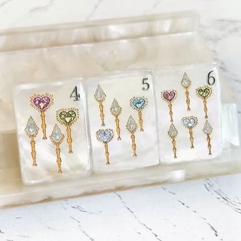 Acrylic American Mahjong Tiles with Mother-Of-Pearl Pattern, Home-Use Gift Set, Hand-Crafted High-End Mahjong Tiles