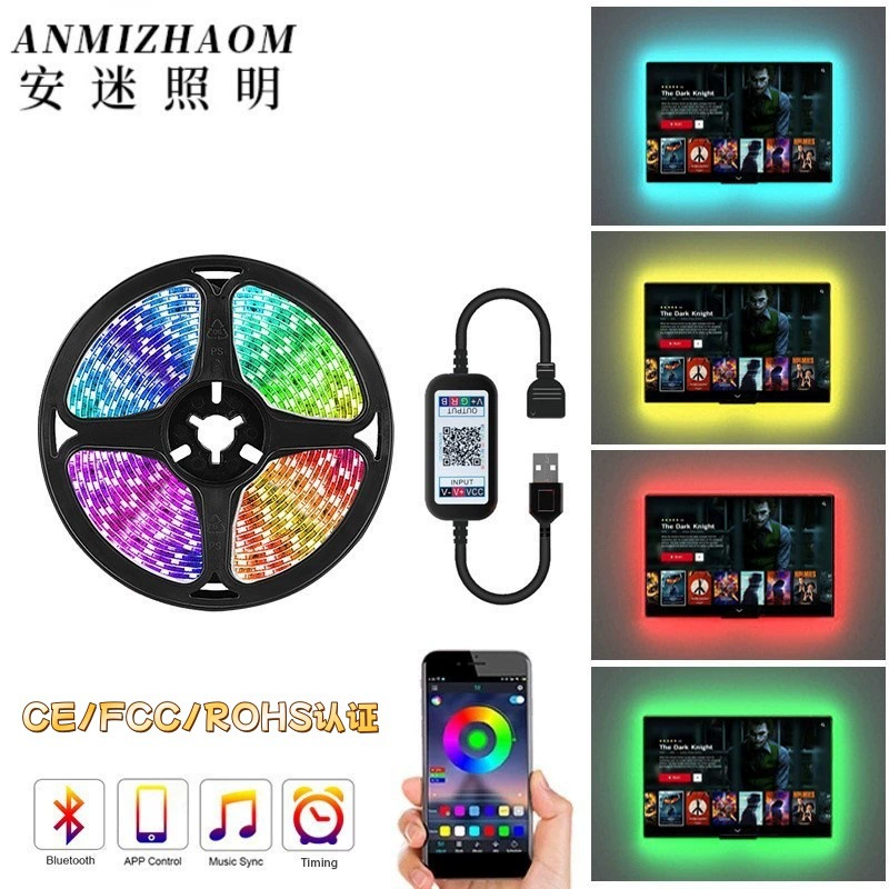 Светодиодная световая лента (ANMIZHAOM) 5V, светодиоды 5050/2835, водонепроницаемая и неводонепроницаемая, длина 0.5–10 м