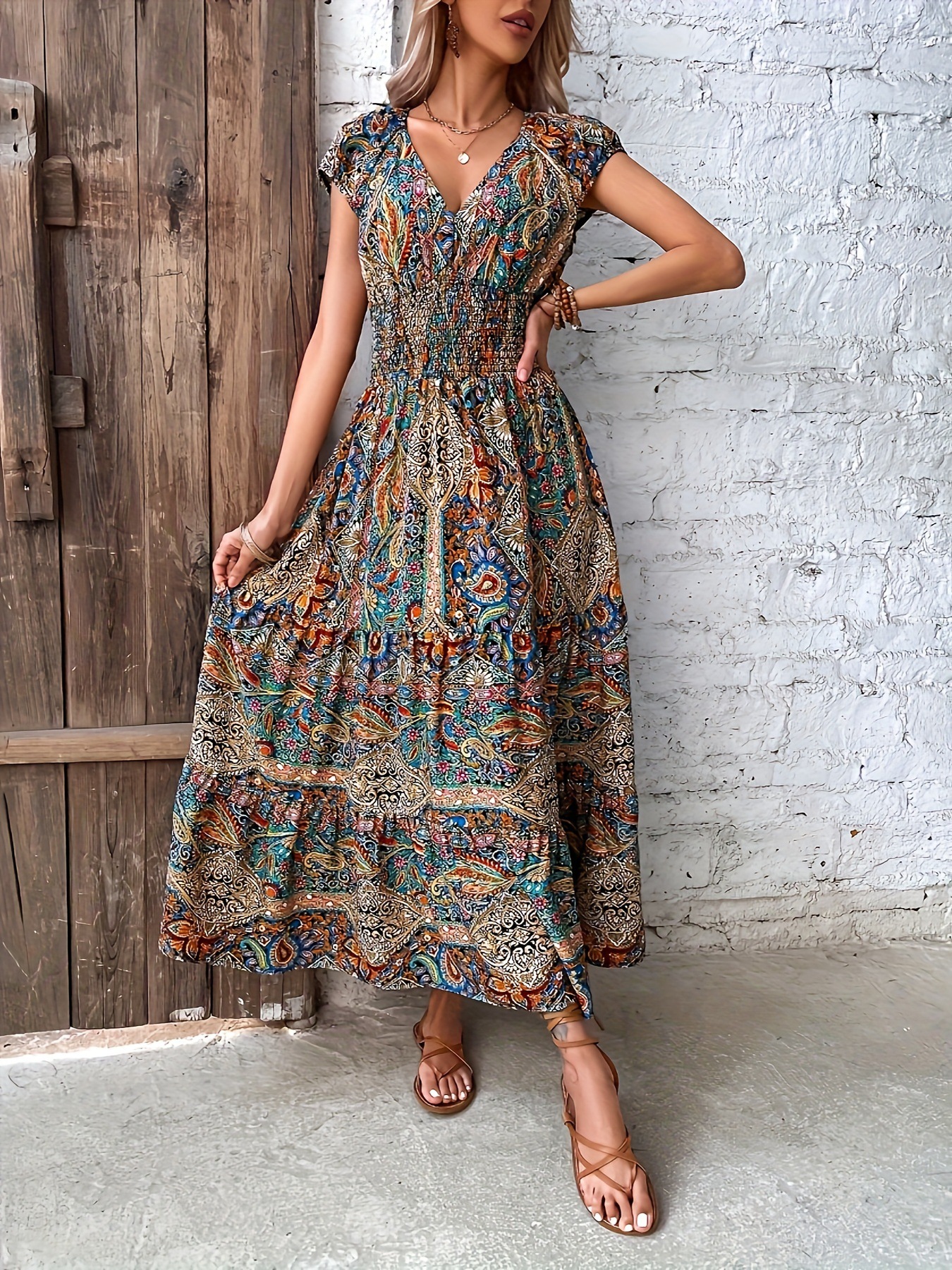Cross-Border Source Foreign Trade European And American Women's Fashion Summer New Bohemian Style Waist-Cinching_ecoleips.com