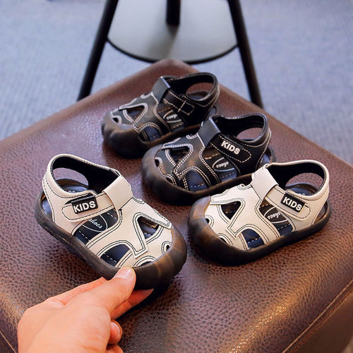 超软童鞋1至3岁夏季宝宝沙滩鞋婴幼儿镂空防踢学步鞋儿童包头凉鞋