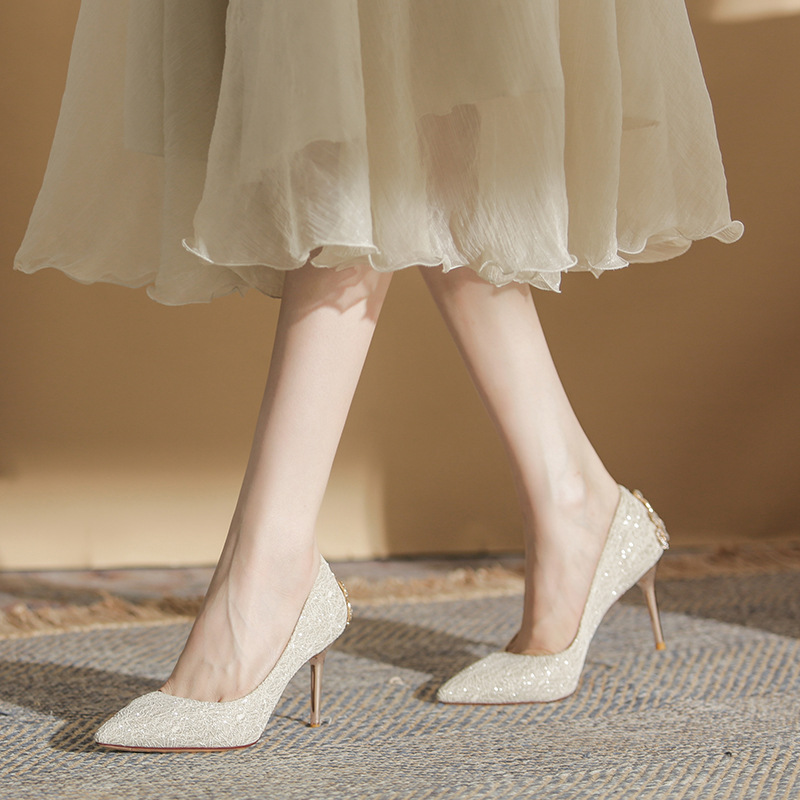 6681-10 Banquet Dress Wedding Dress Wedding Shoes Bridal Shoes Rhinestone Temperament High Heels Goddess Pointed Stiletto Heel Single Shoes 6681-10 Banquet Dress Wedding Dress Wedding Shoes Bridal Shoes Rhinestone Temperament High Heels Goddess Pointed Stiletto Heel Single Shoes